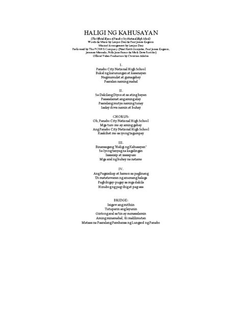 panabo hymn lyrics